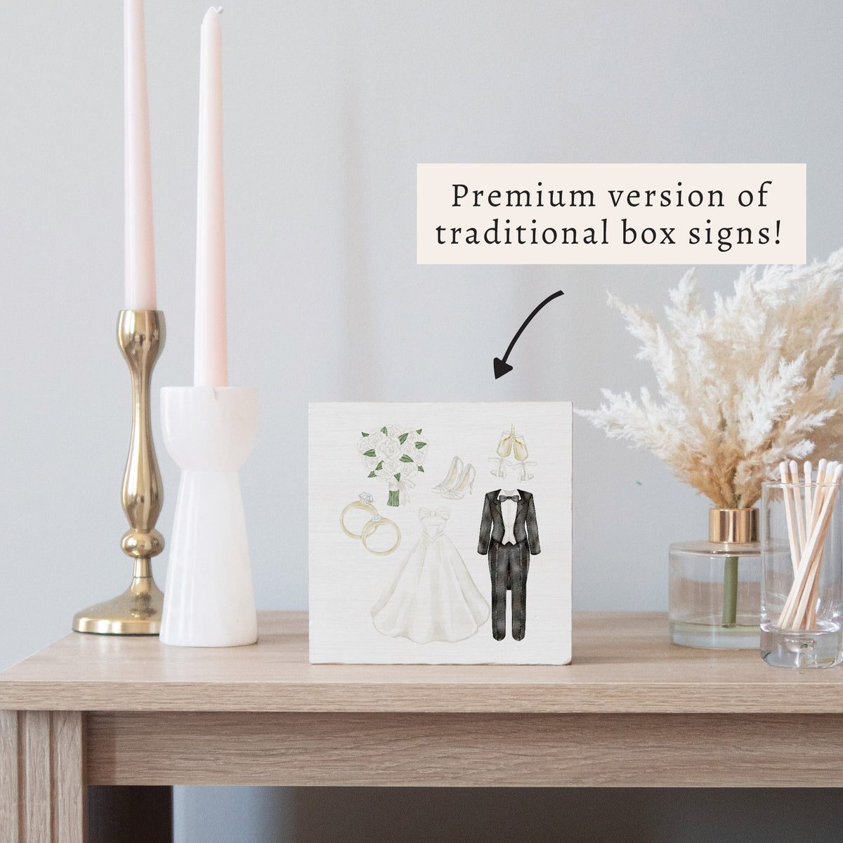 Wedding Icons Block Sign