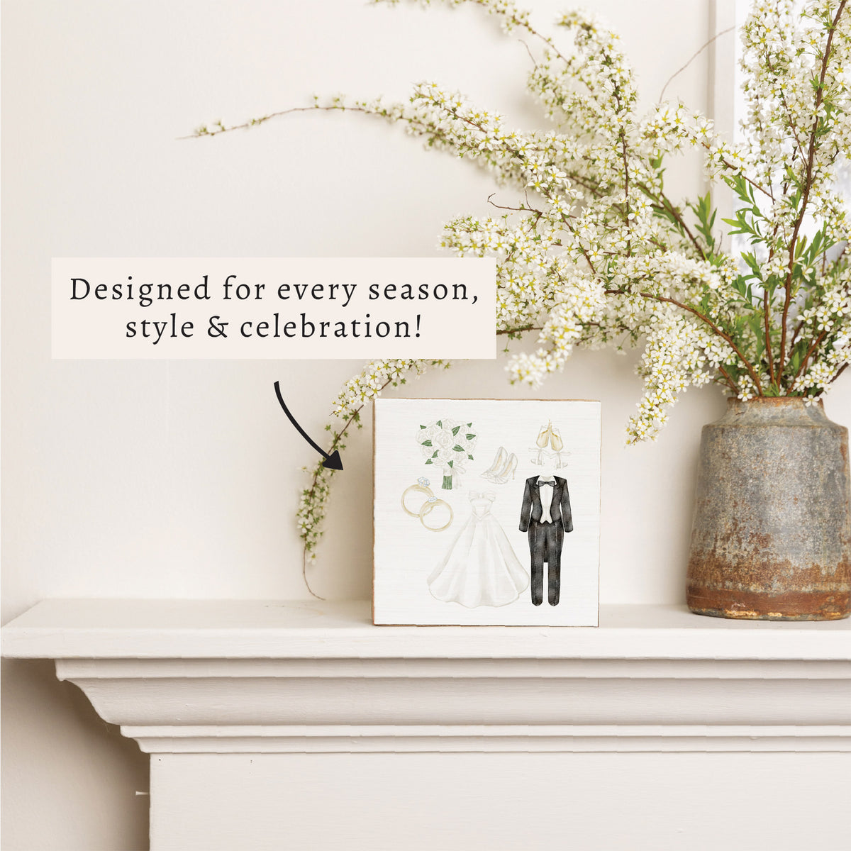 Wedding Icons Block Sign