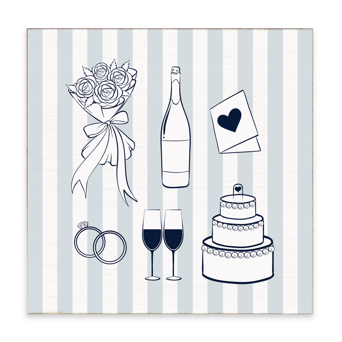 Wedding Icons Striped Block Sign