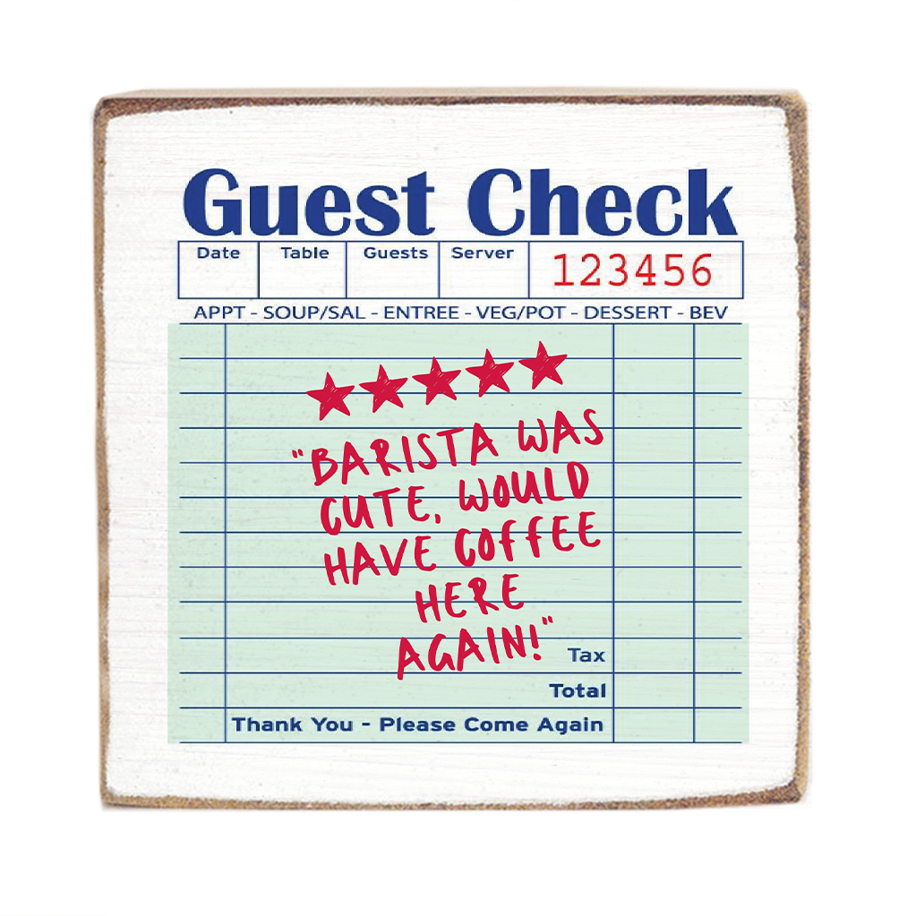 Guest Check Barista Square Block Sign