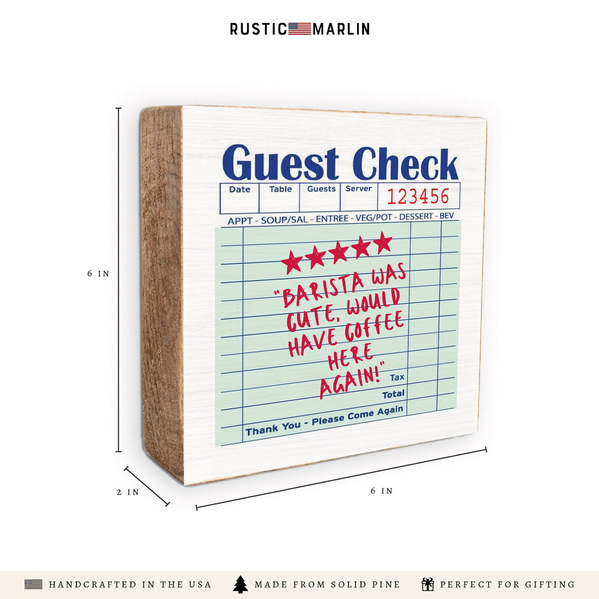 Guest Check Barista Block Sign