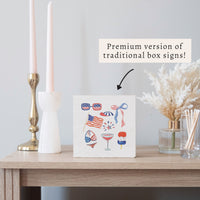 Watercolor American Icons Block Sign