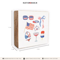 Watercolor American Icons Block Sign