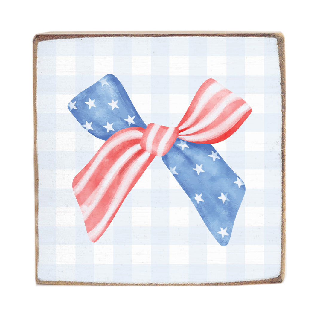 Watercolor American Gingham Wood Block