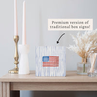 American Flag Watercolor Block Sign