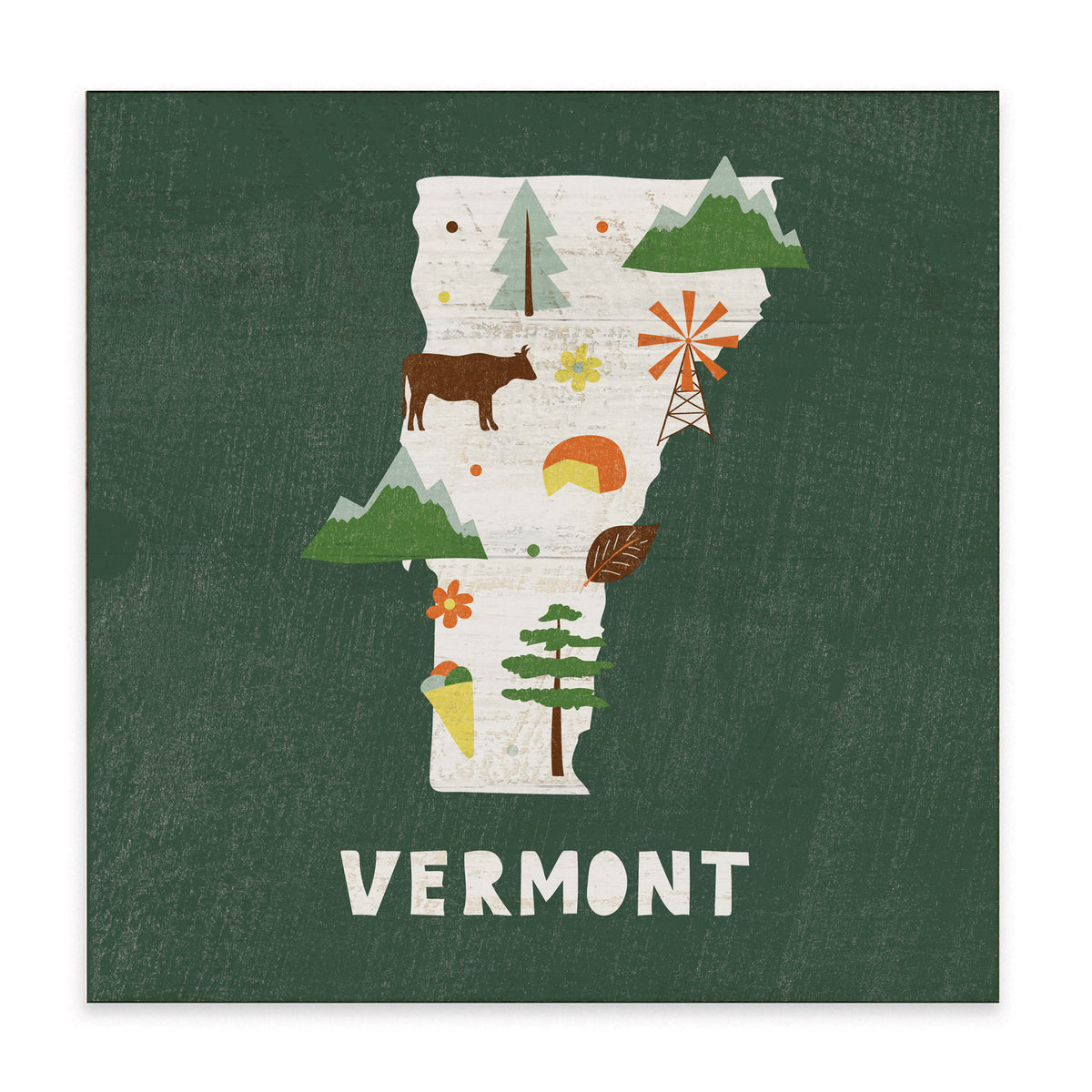 Vermont State Icons Block Sign