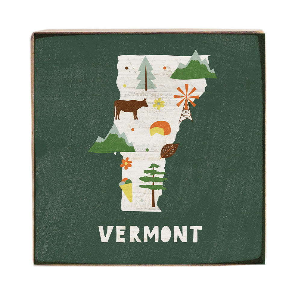 Vermont State Wood Block