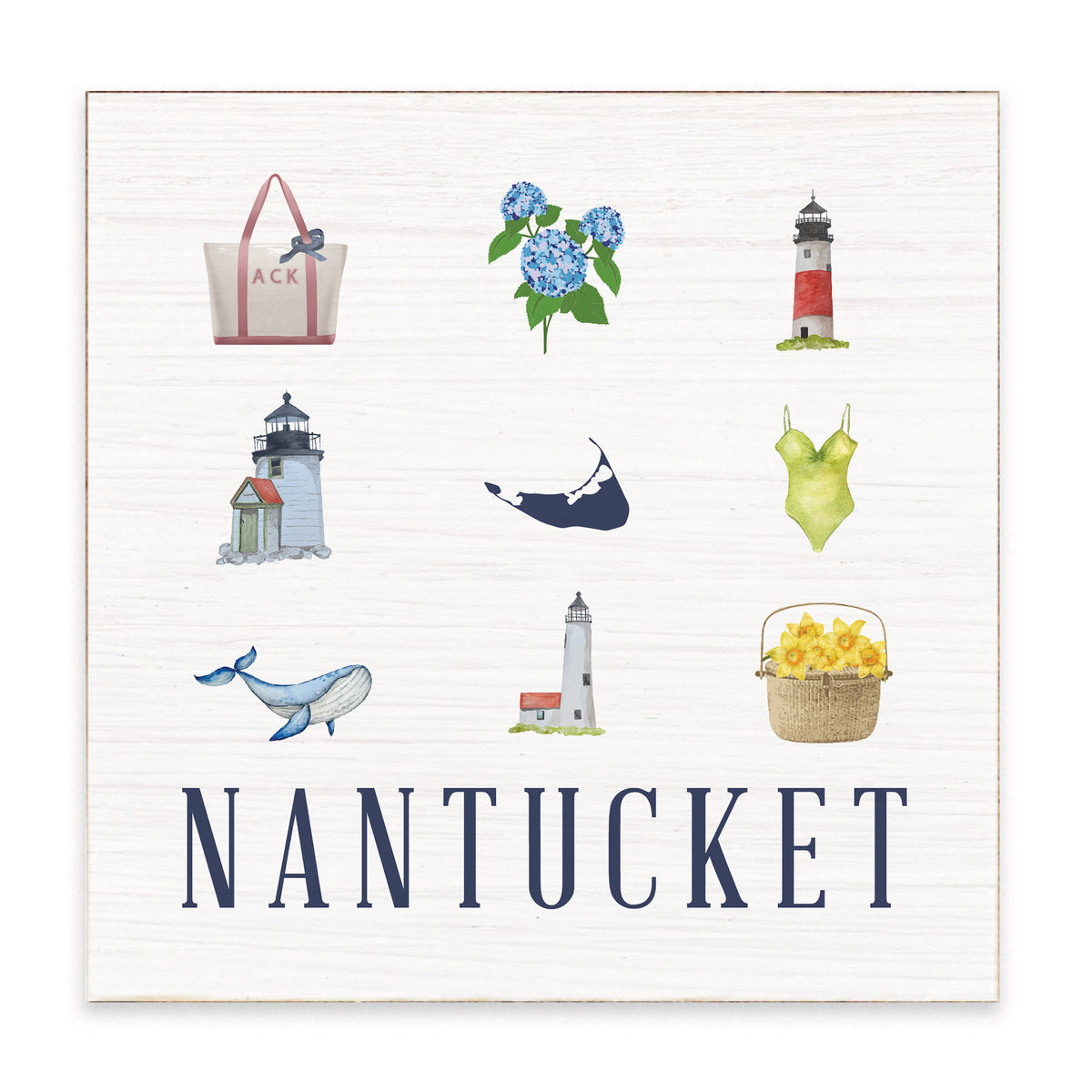 Nantucket Icons Block Sign