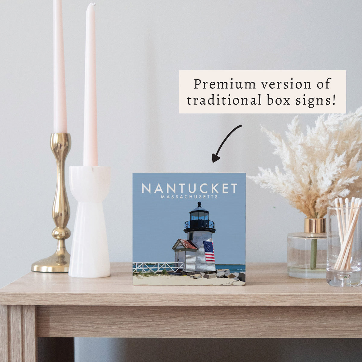 Nantucket Lighthouse Block Sign