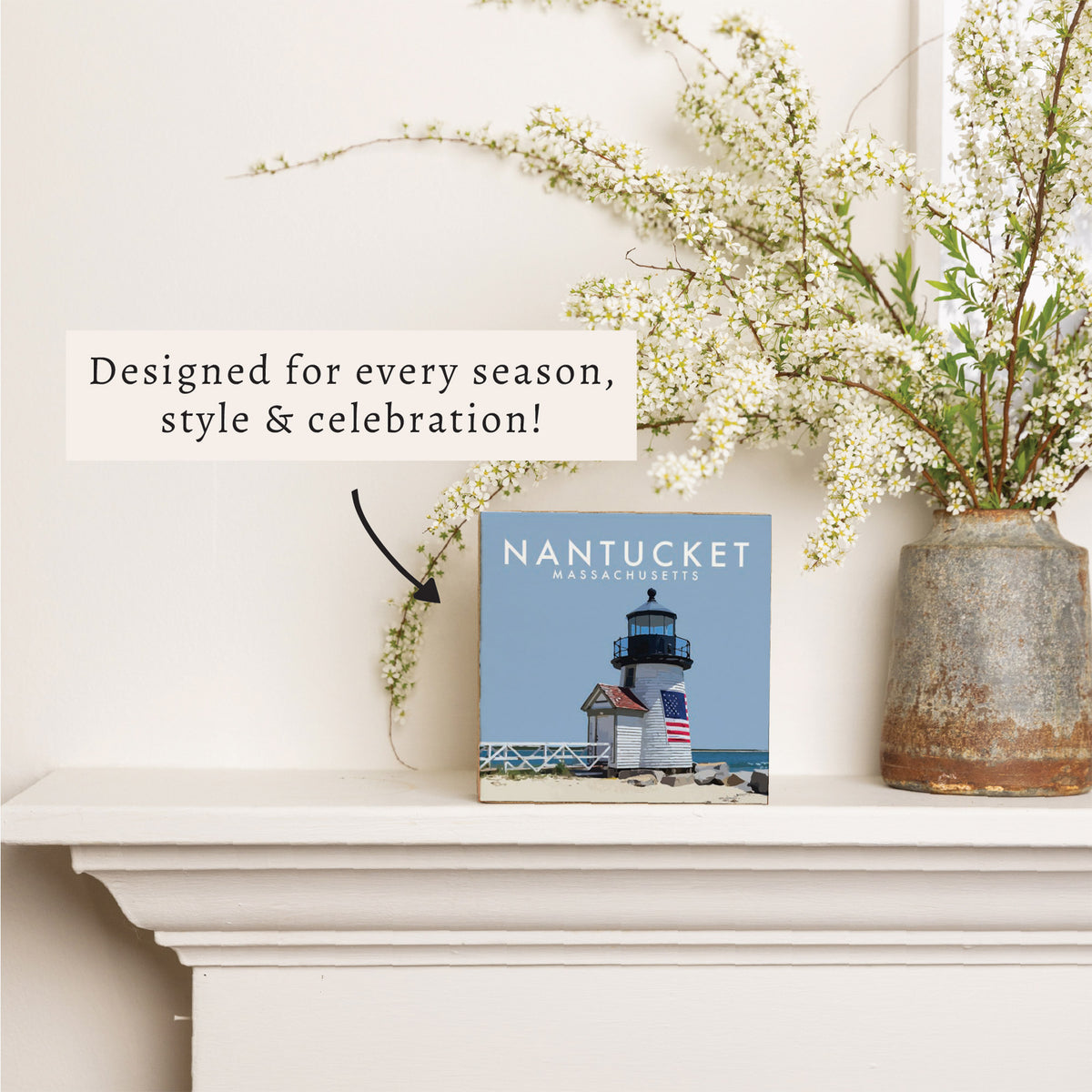 Nantucket Lighthouse Block Sign