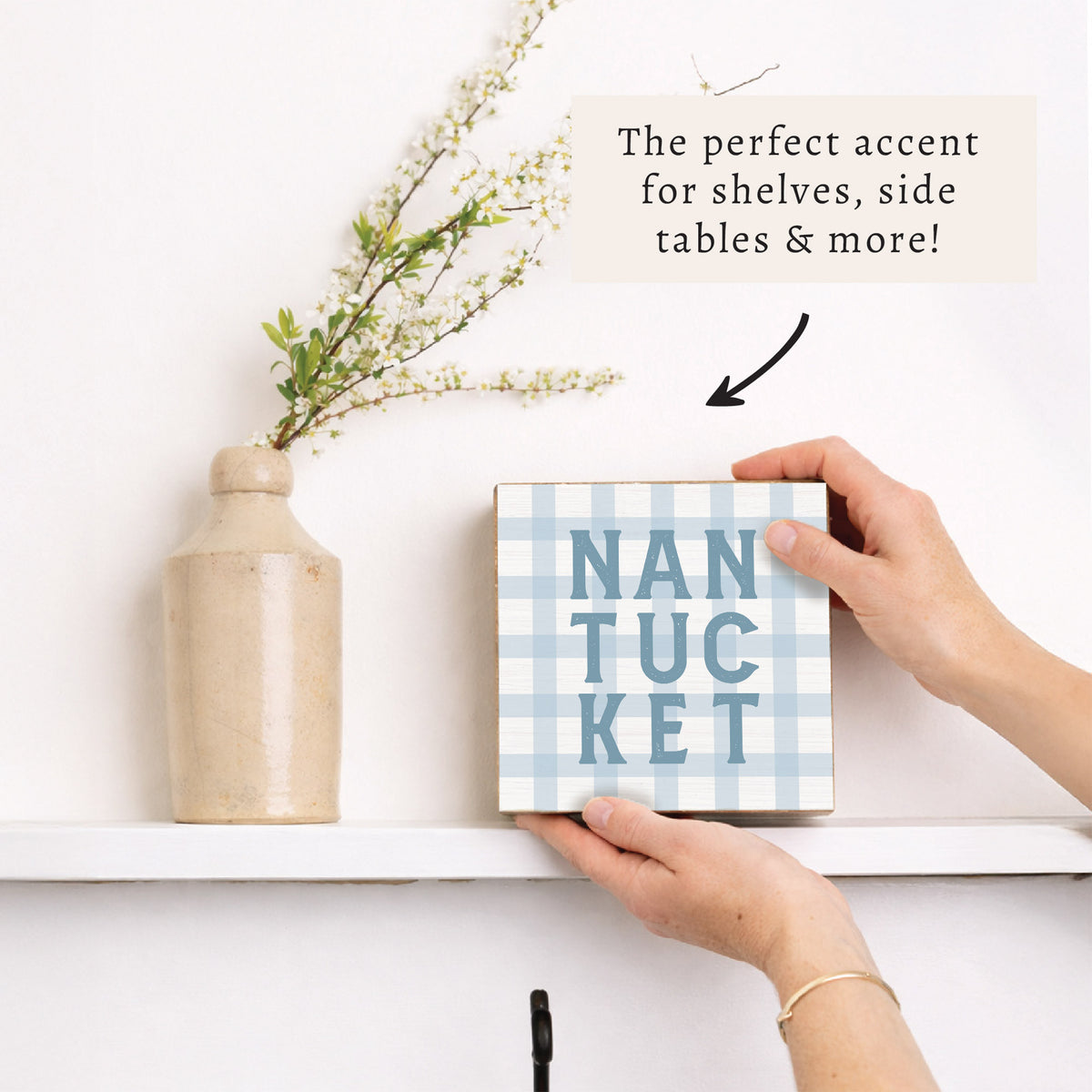 Nantucket Gingham Block Sign