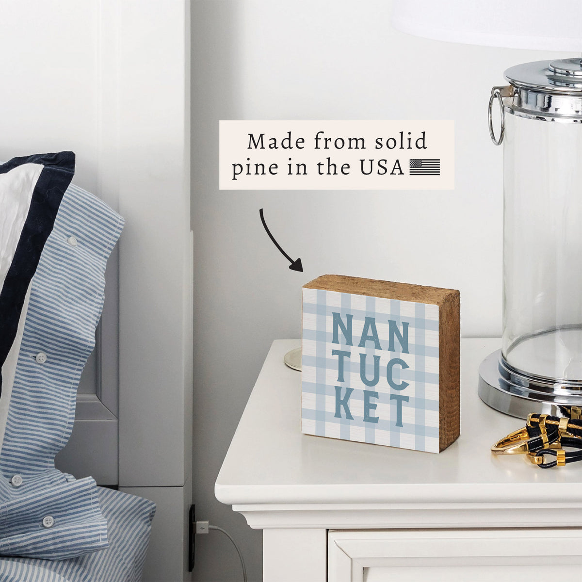 Nantucket Gingham Block Sign