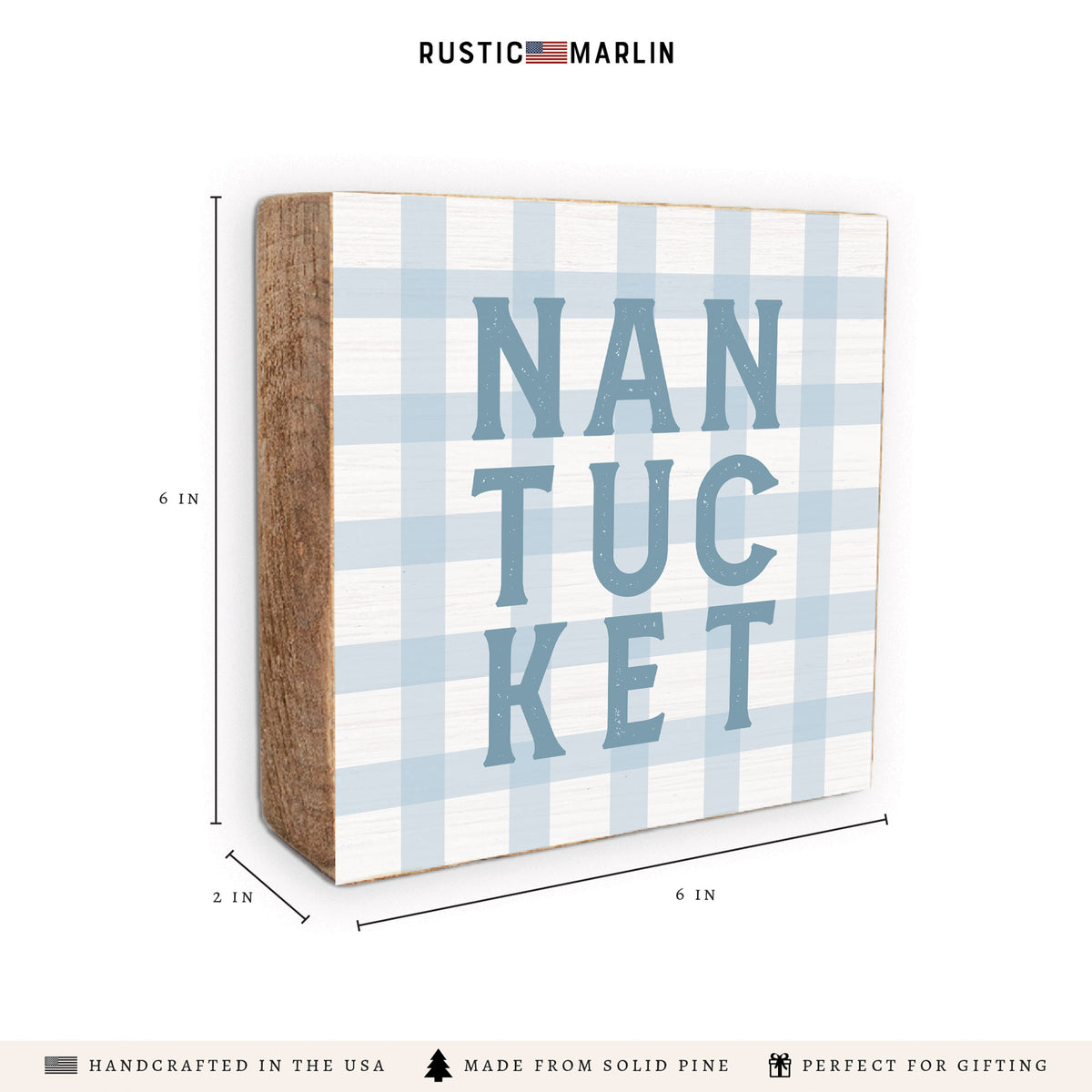 Nantucket Gingham Block Sign