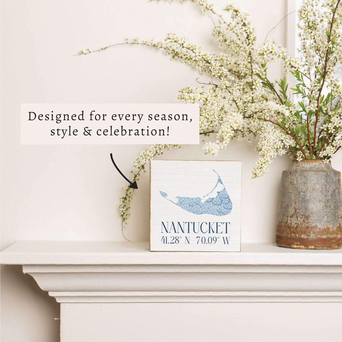 Nantucket Hydrangeas Block Sign