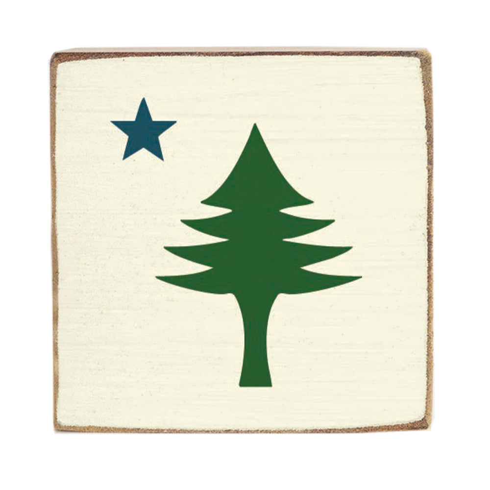 Maine Flag Symbol Square Block Sign