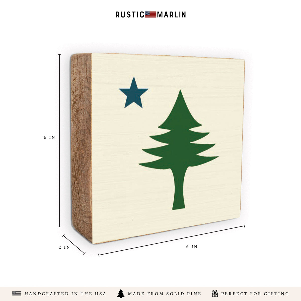 Maine Flag Block Sign