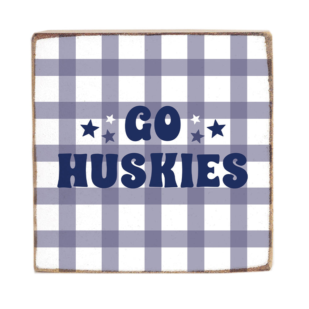 Go Huskies Checkered Block Sign