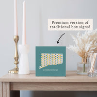 Connecticut Teal Hearts Block Sign