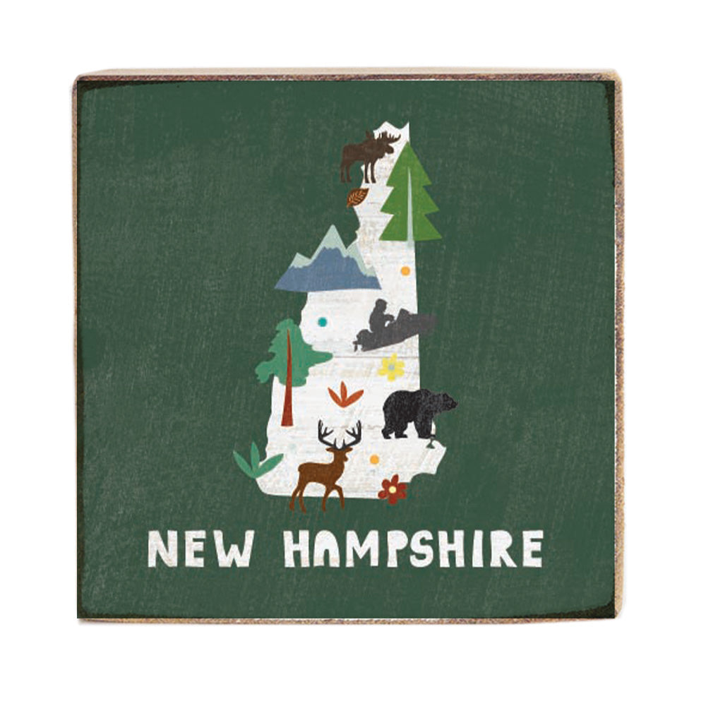 New Hampshire State Icons Block Sign