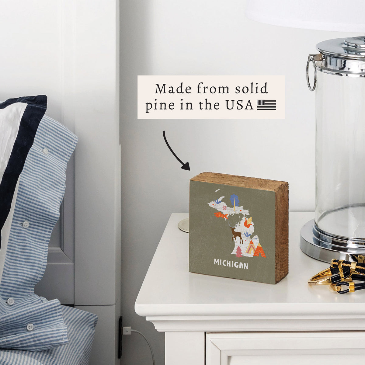 Michigan State Icons Block Sign