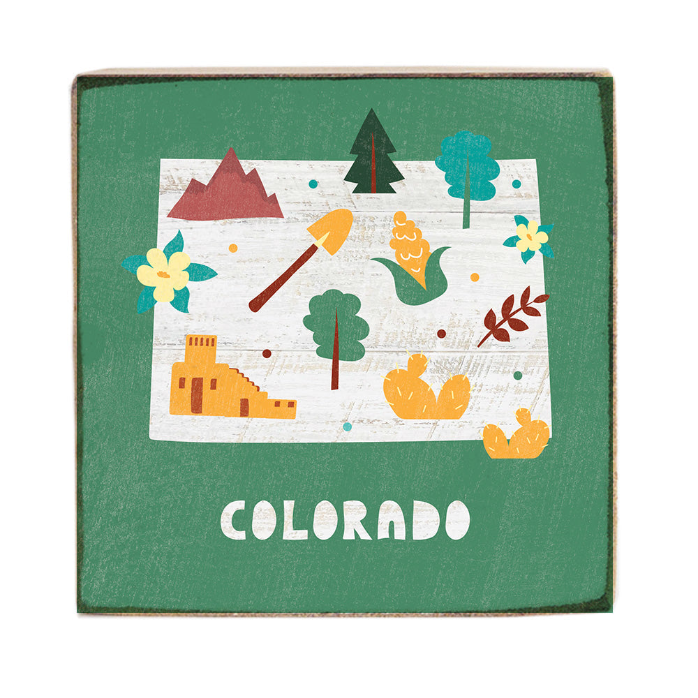 Colorado State Icons Block Sign