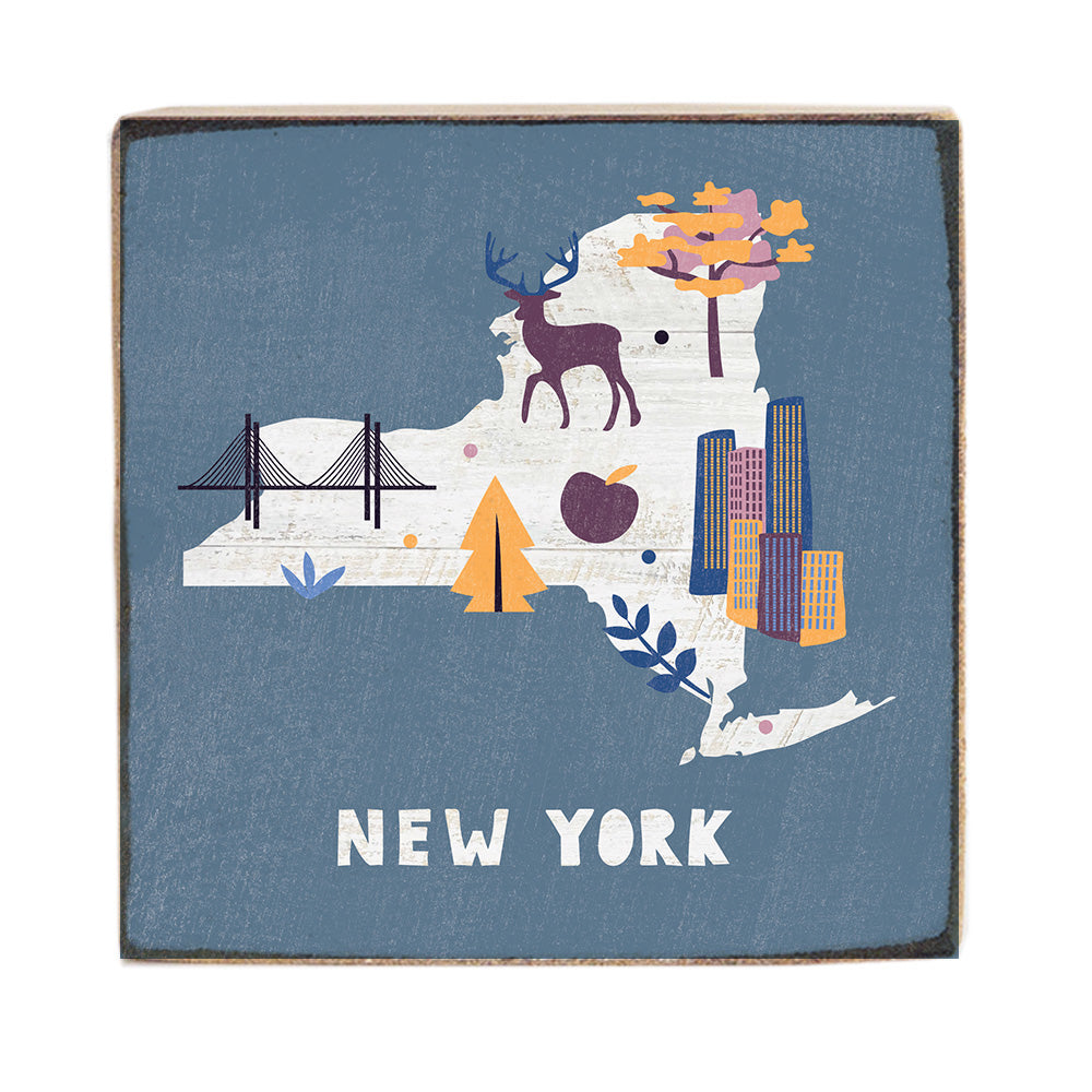 New York State Icons Block Sign