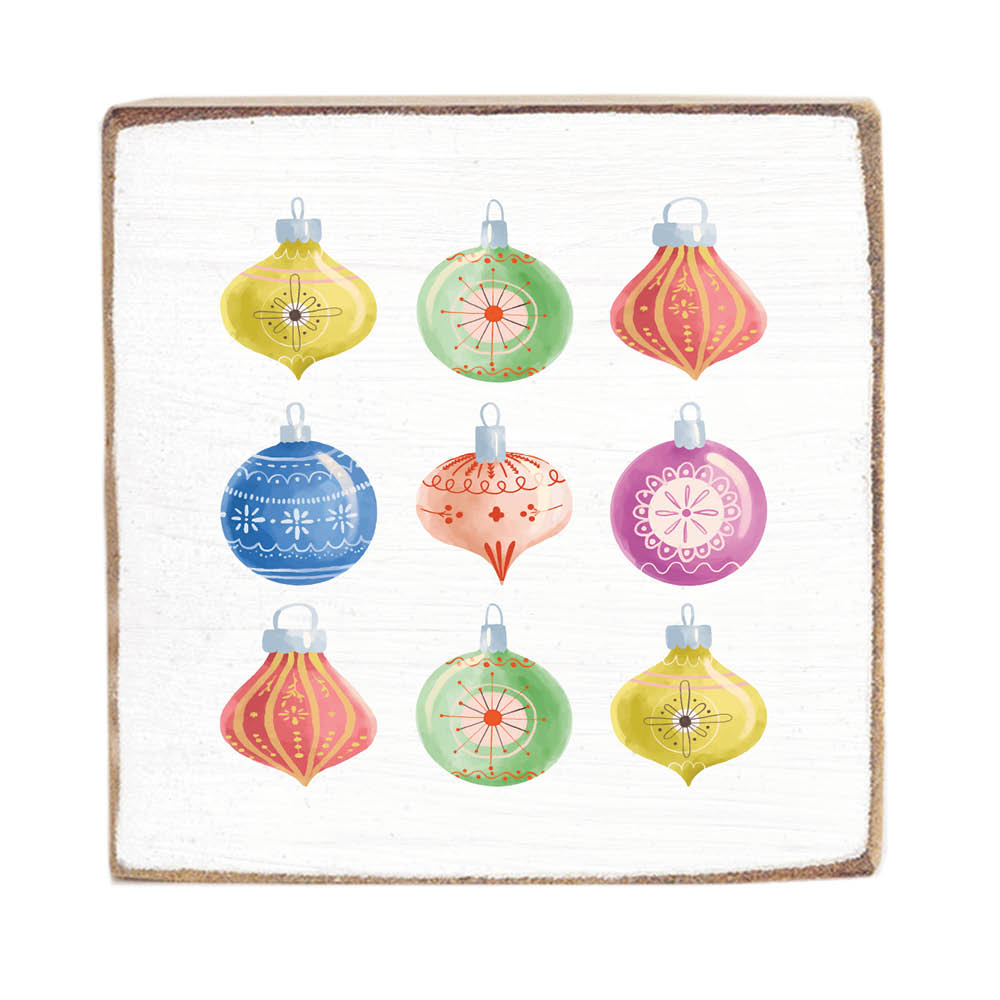 Christmas Balls Square Block Sign