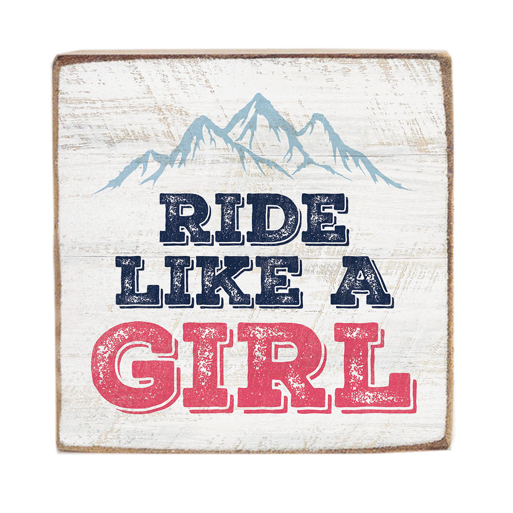 Ride Like A Girl Wood Block