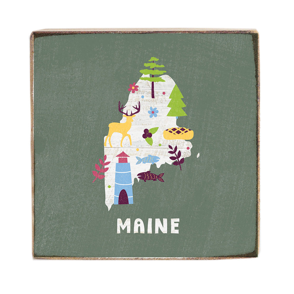 Maine Icon Square Block Sign
