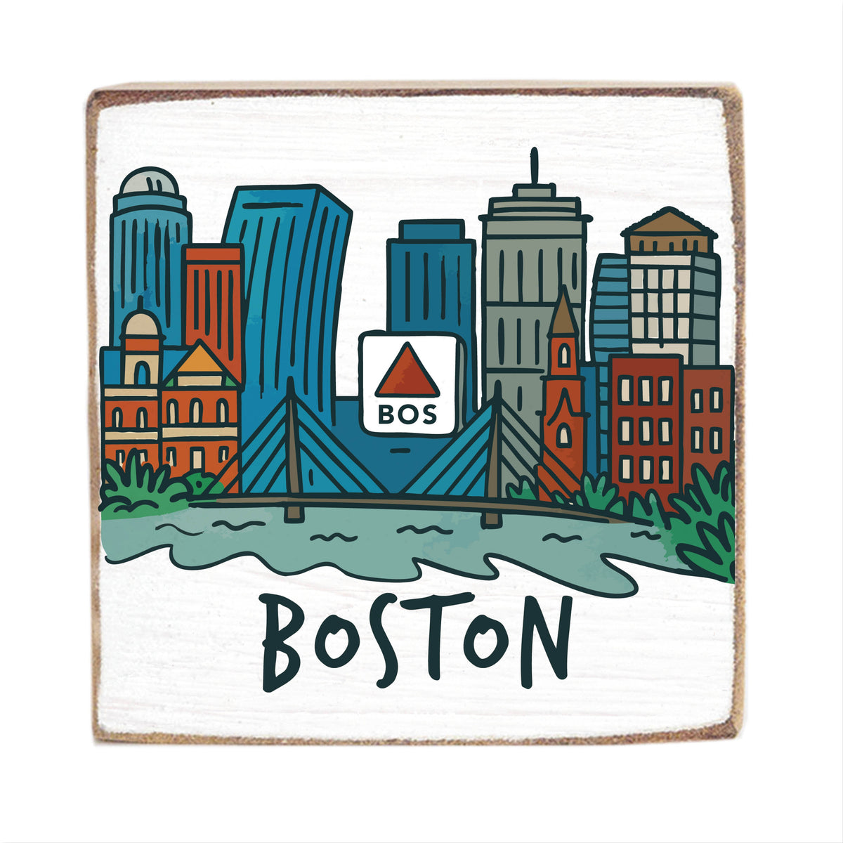 Boston Cityscape Block Sign