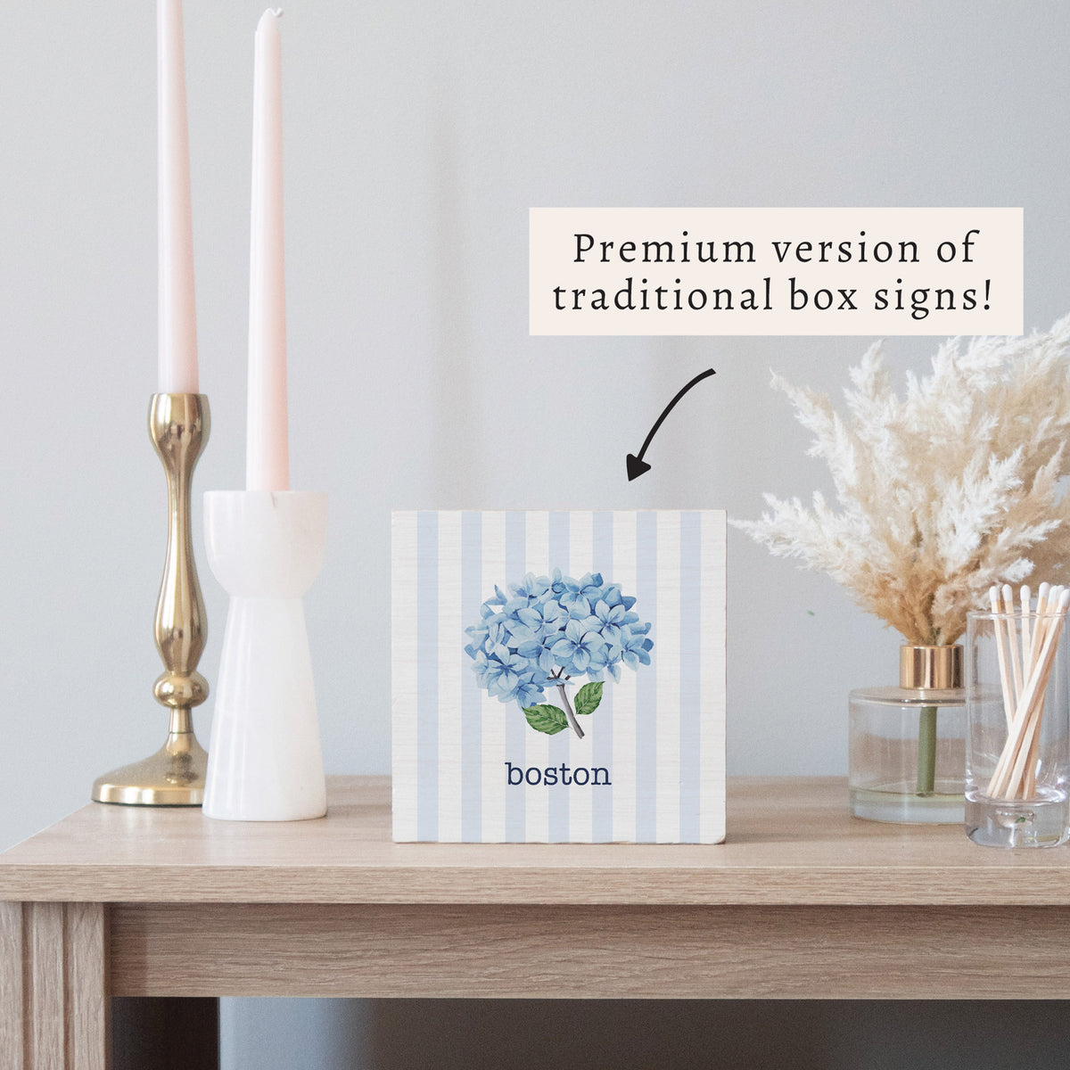 Blooming Hydrangea Boston Block Sign