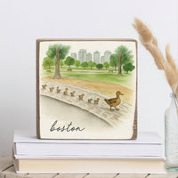 Boston Watercolor Ducklings Block Sign