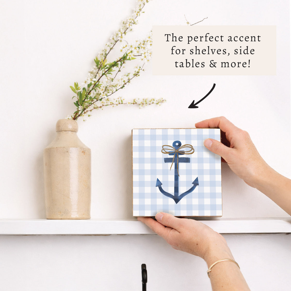 Gingham Anchor Block Sign