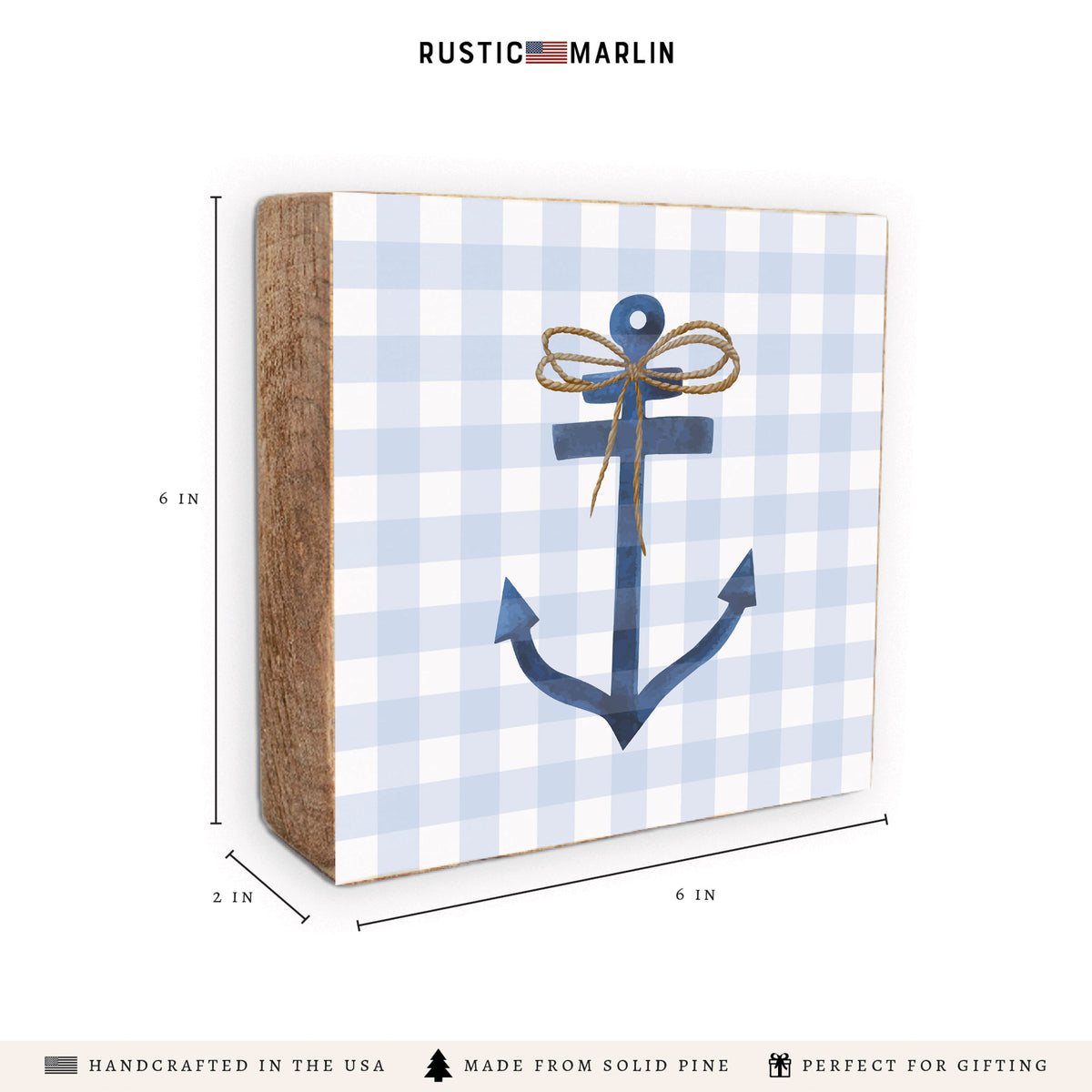 Gingham Anchor Block Sign