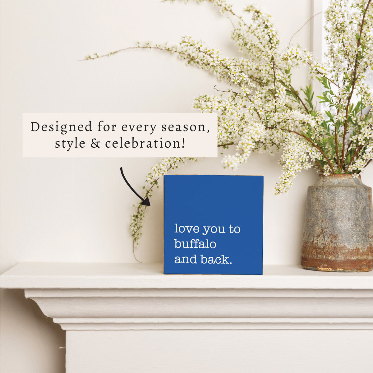 Love You To Buffalo Blue Block Sign