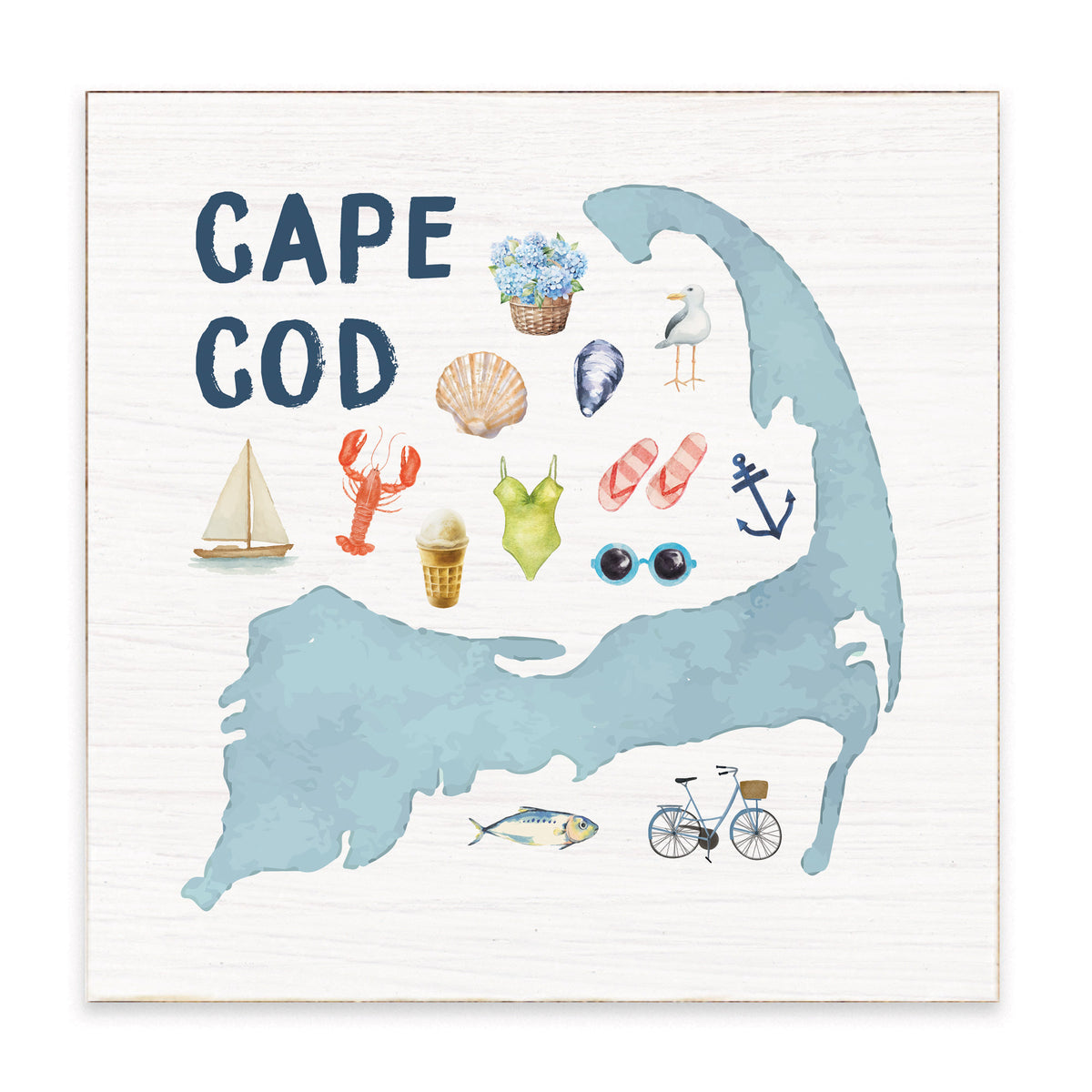 Cape Cod Icons Block Sign