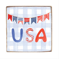 USA Gingham Block Sign
