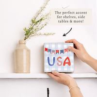 USA Gingham Block Sign