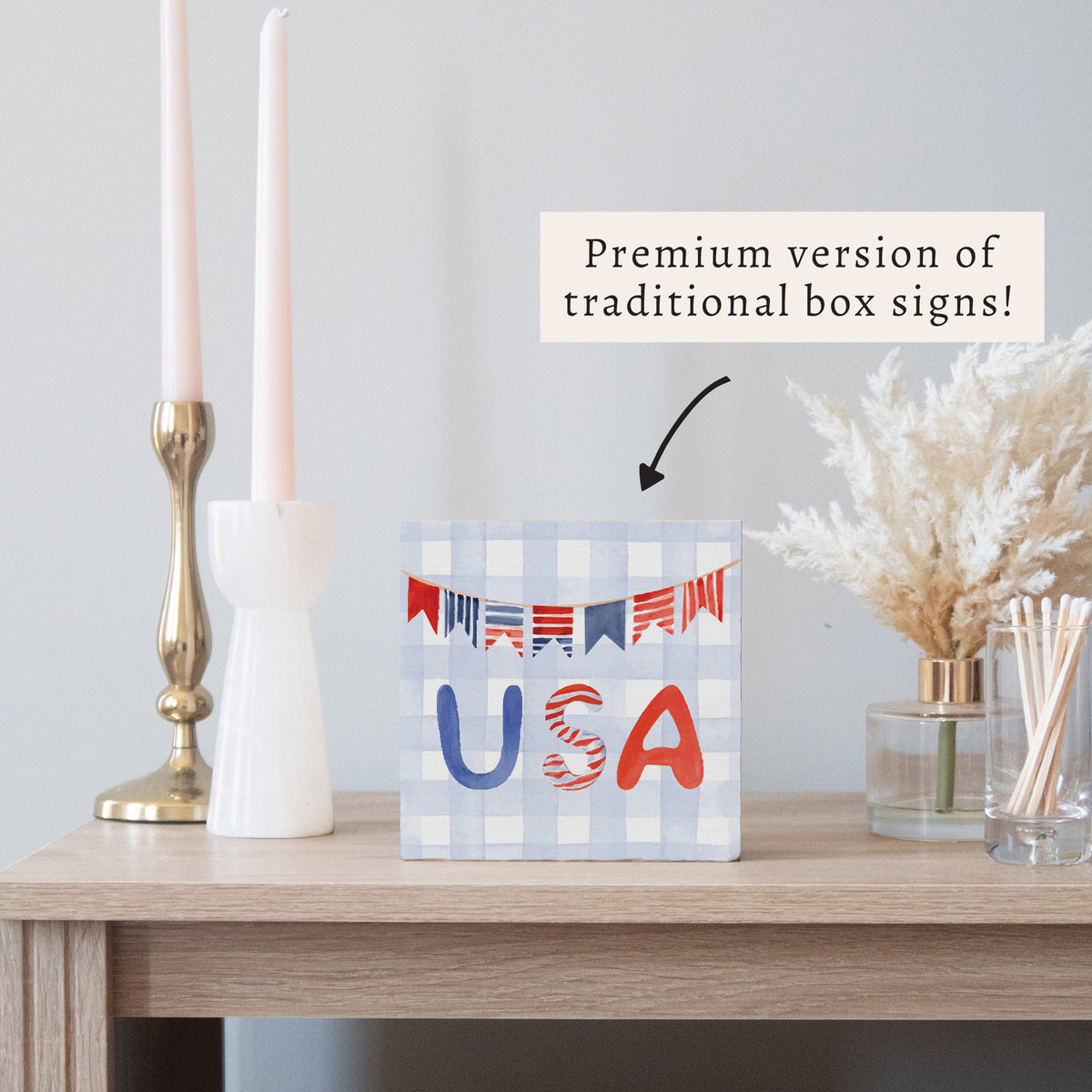 USA Gingham Block Sign