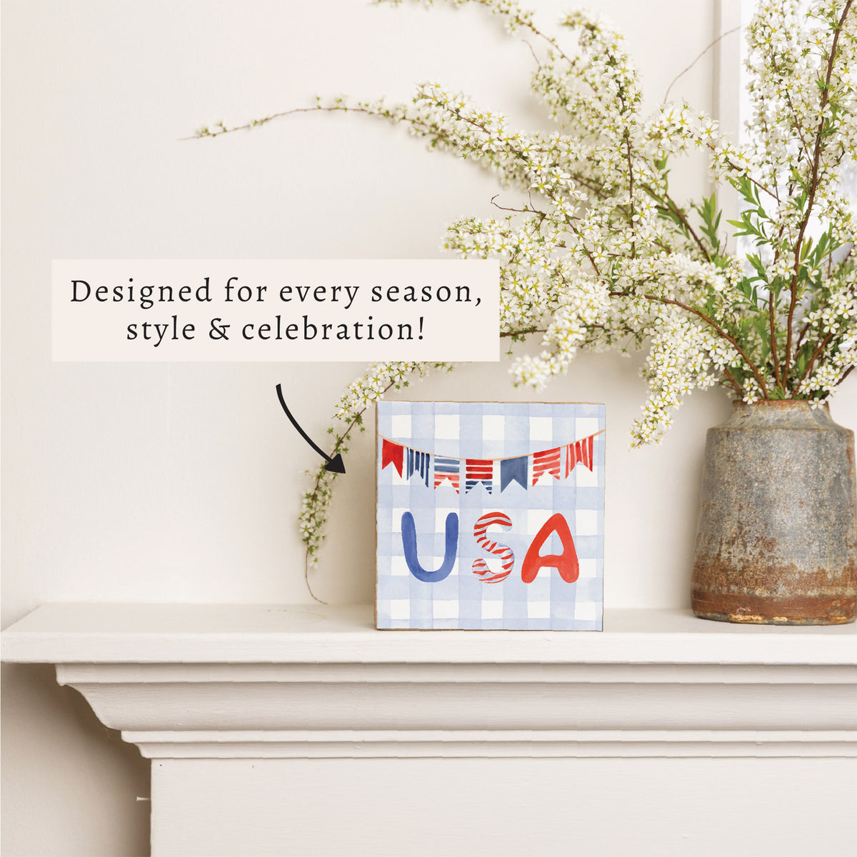 USA Gingham Block Sign