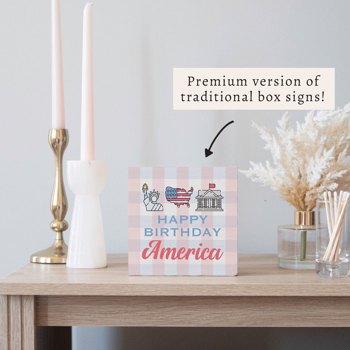 Happy Birthday America Block Sign
