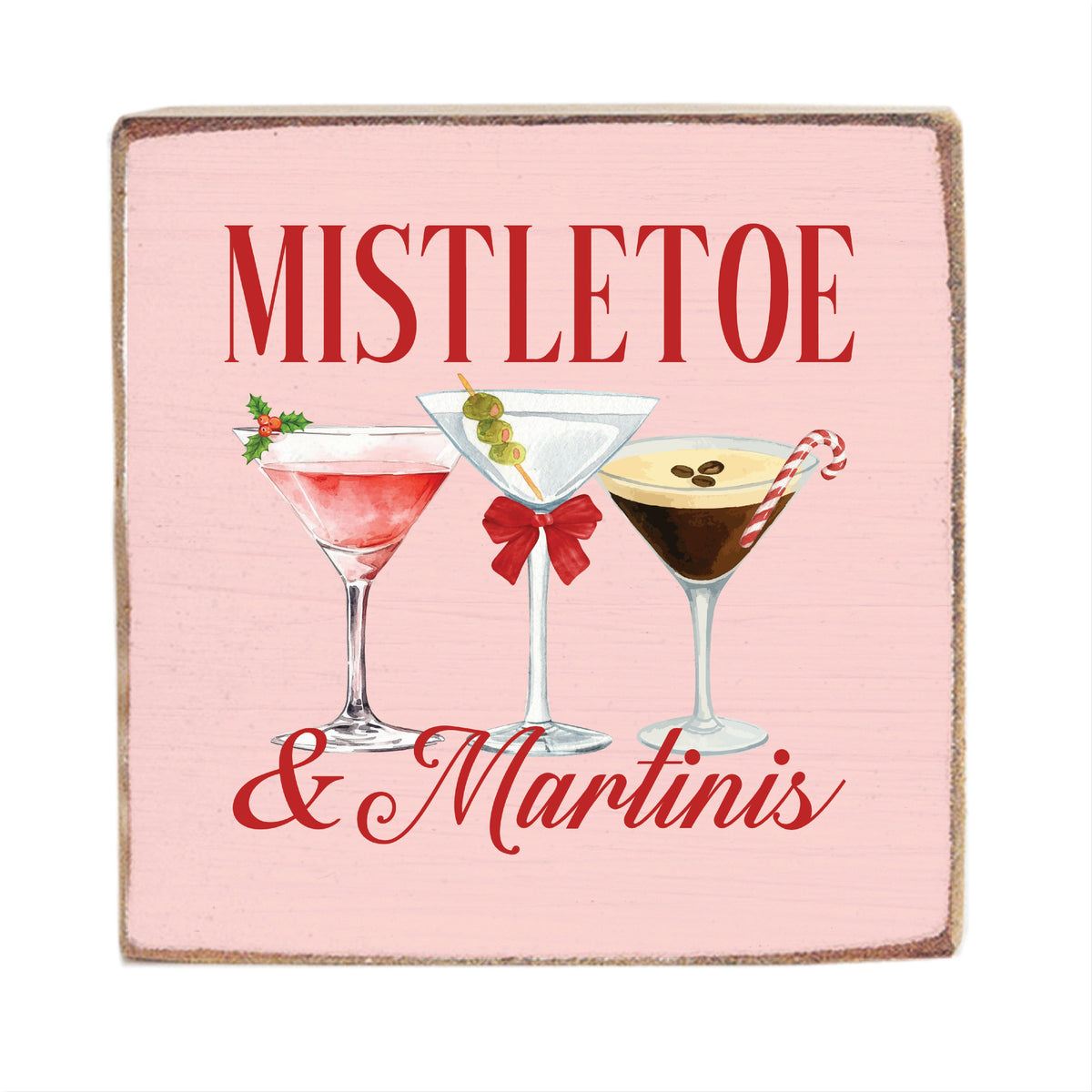 Mistletoe & Martinis Square Block