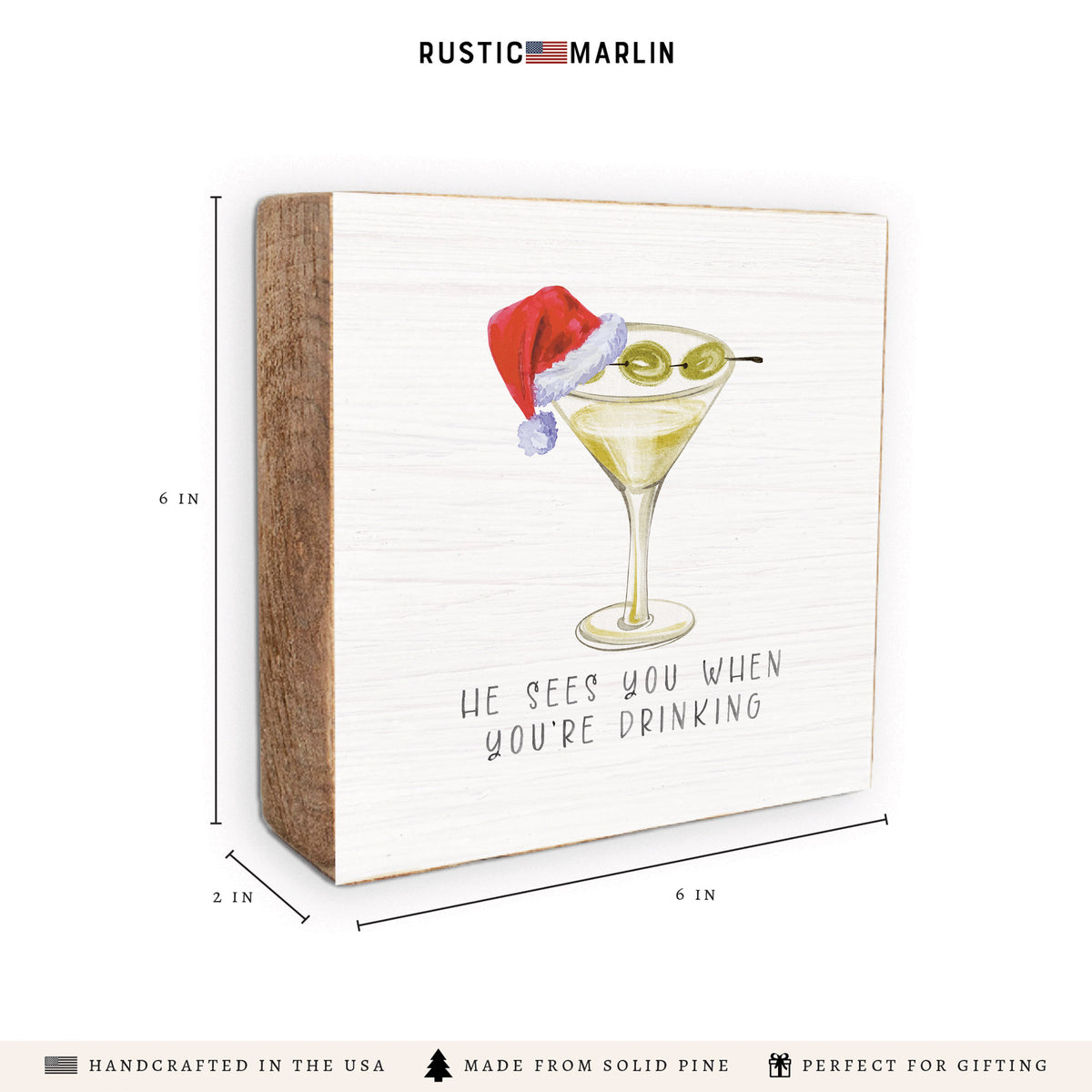 Santa Martini Block Sign