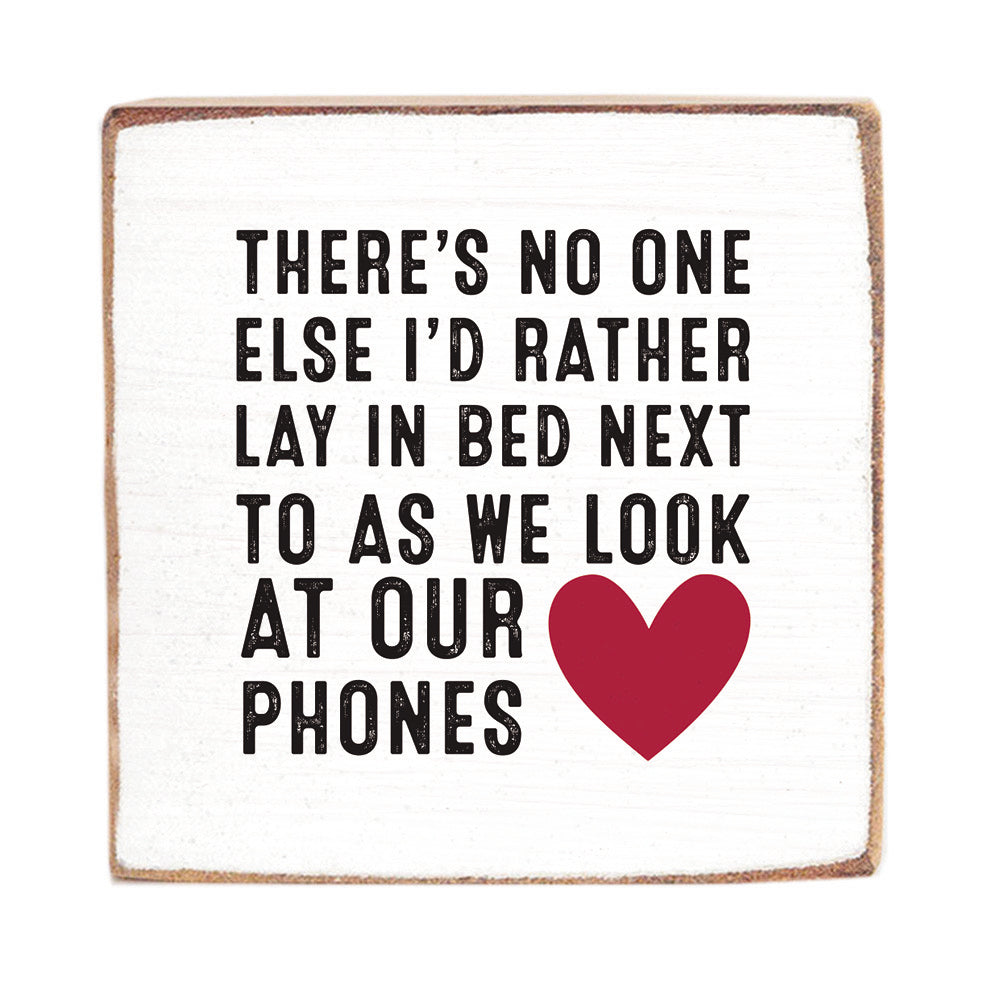 Look At Our Phones Wood Block