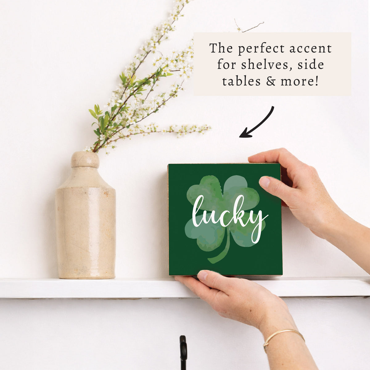 Lucky Shamrock Block Sign