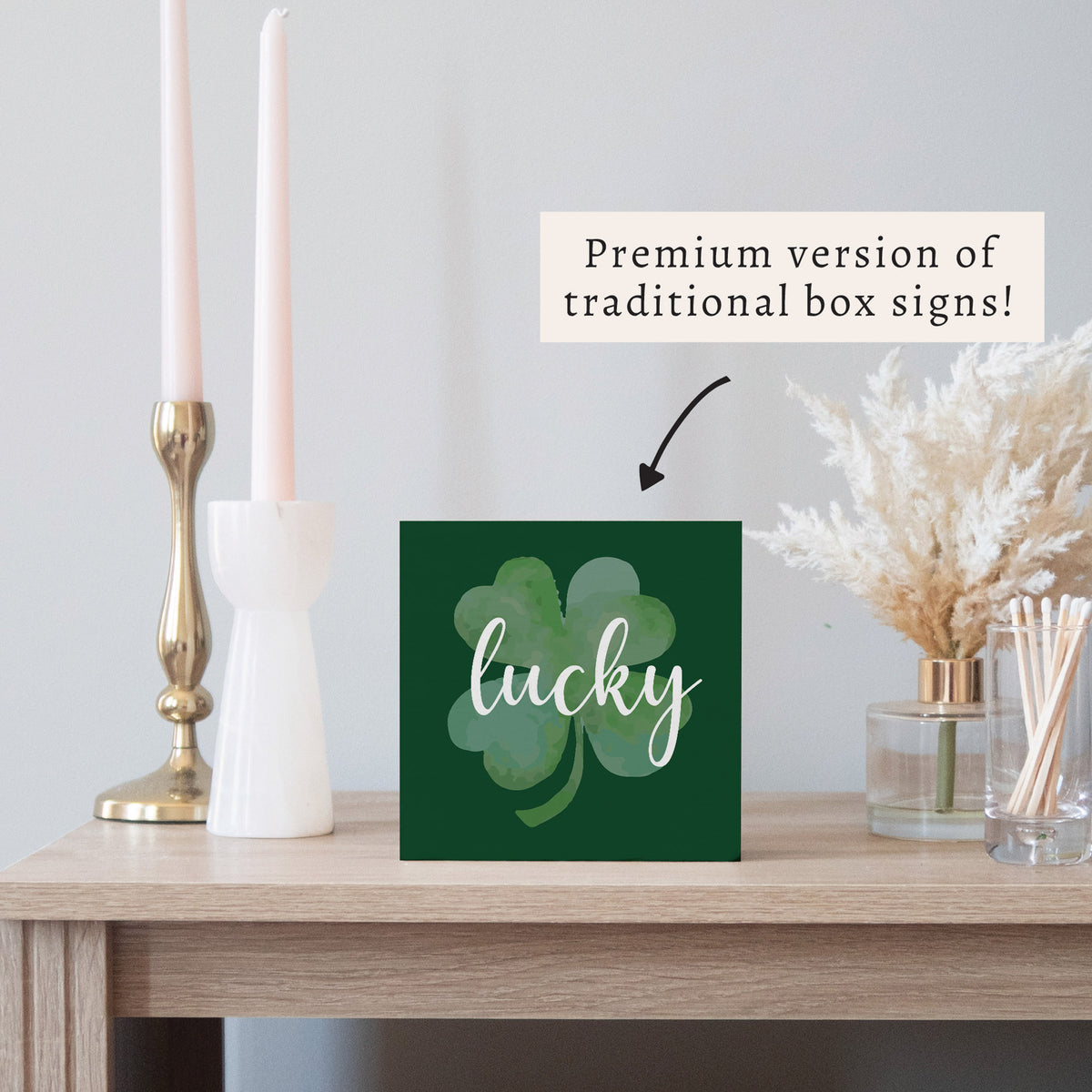 Lucky Shamrock Block Sign