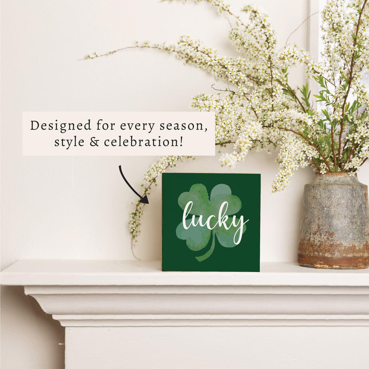 Lucky Shamrock Block Sign
