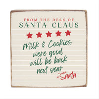 Santa Claus Milk & Cookies Block Sign