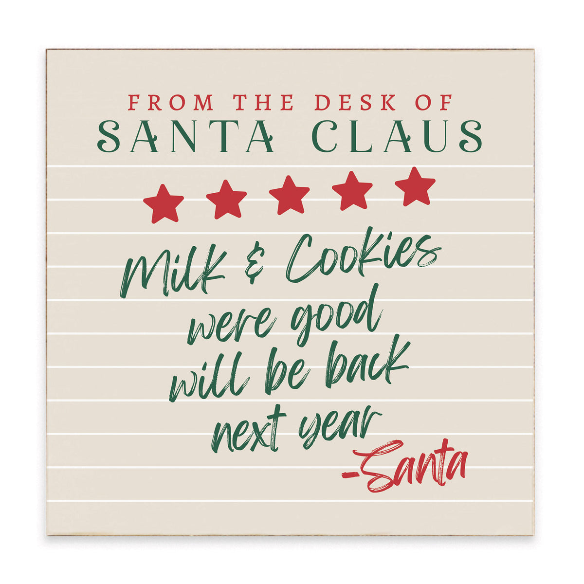 Santa Claus Milk & Cookies Block Sign