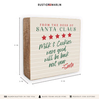 Santa Claus Milk & Cookies Block Sign